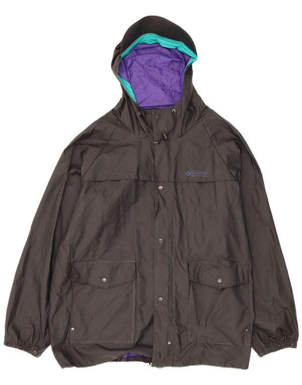 Jaqueta de chuva masculina Columbia com capuz UK 40 grande nylon preto