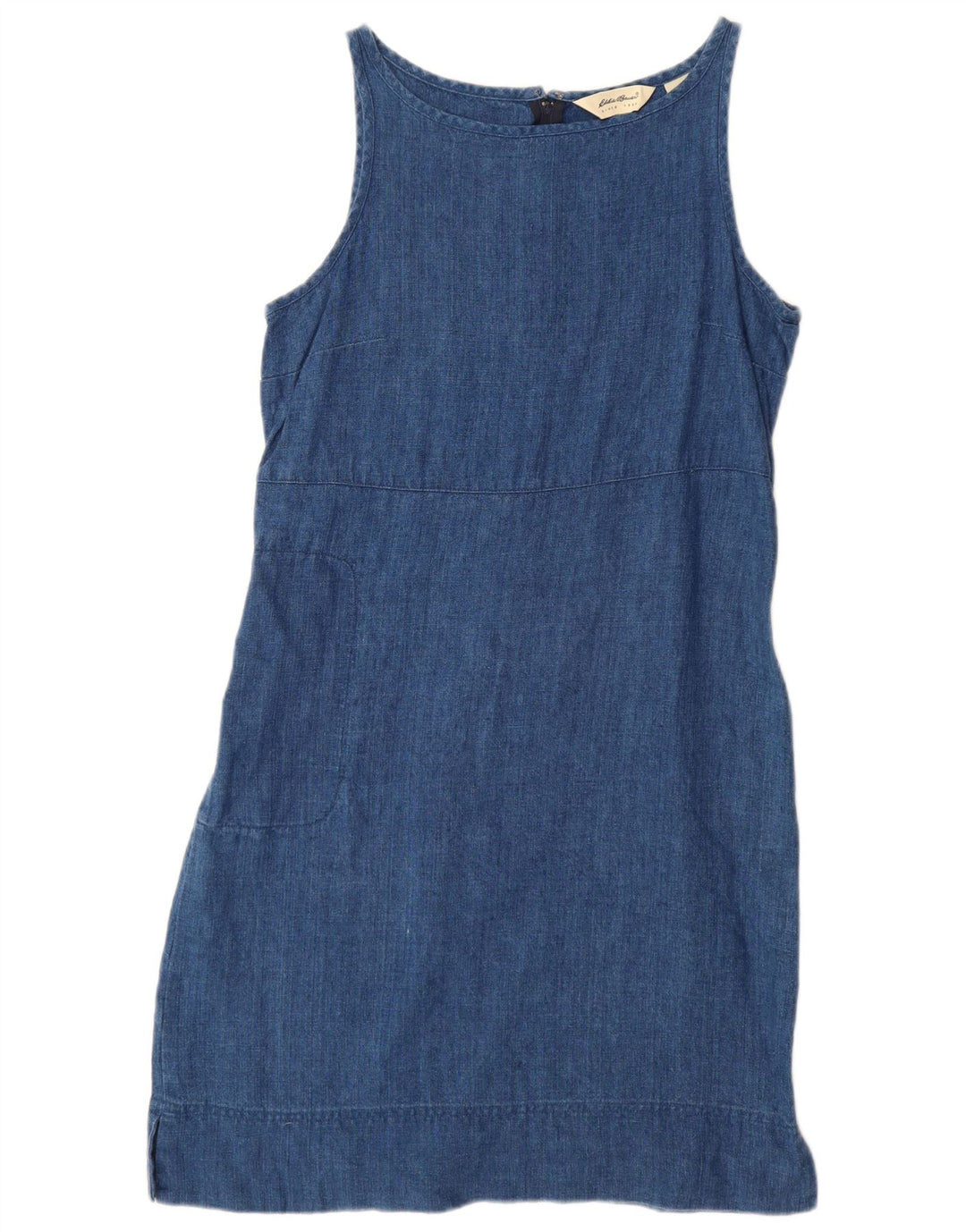EDDIE BAUER Vestido feminino sem mangas com bainha US 10 grande linho azul