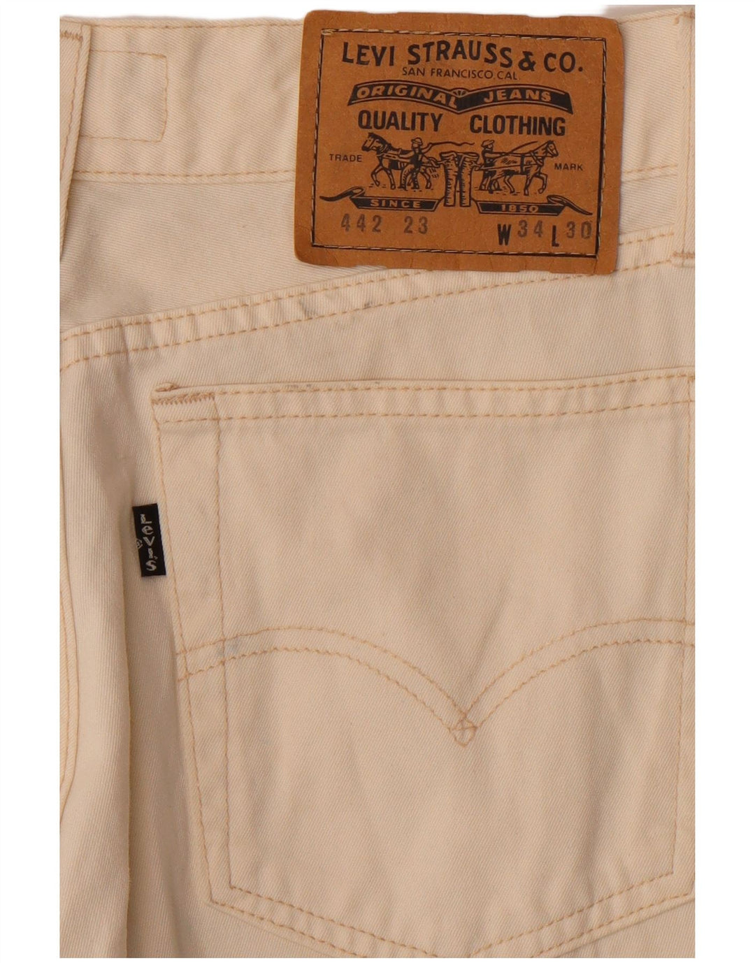 Jeans retos femininos LEVI'S W34 L30 algodão branco