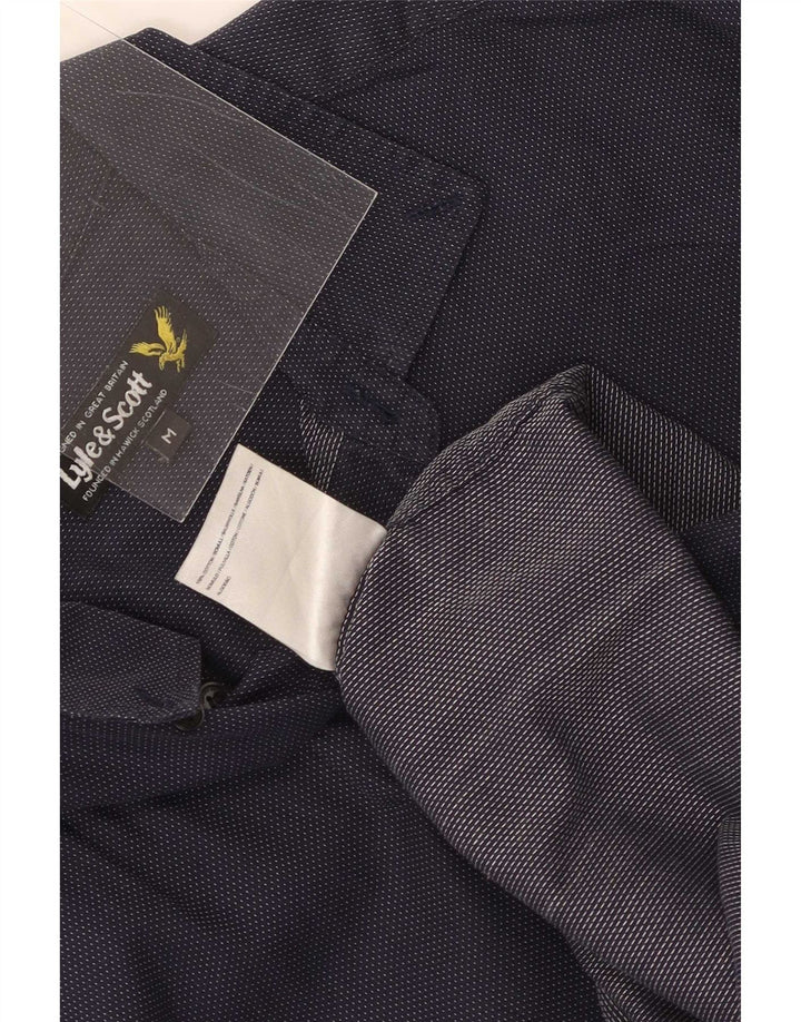 Camisa masculina Lyle & Scott de algodão manchado azul marinho médio