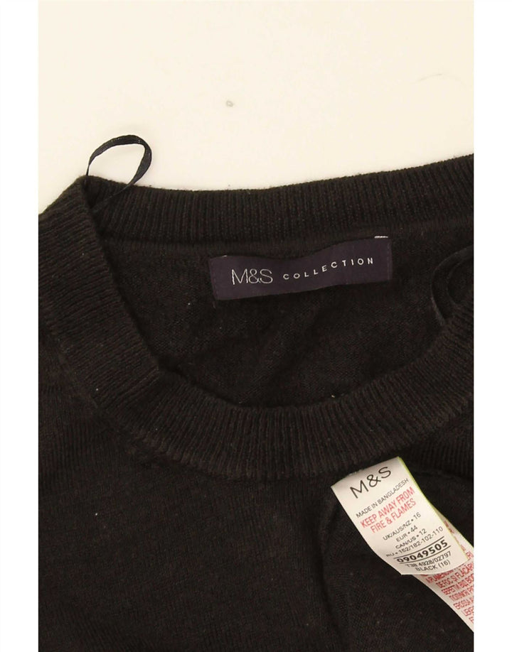 Suéter feminino Marks & Spencer com gola redonda Reino Unido 16 grande preto