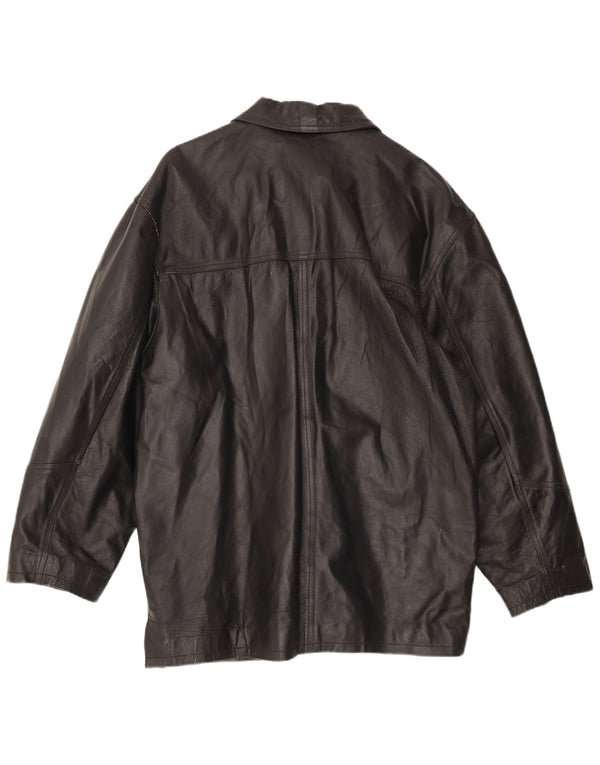 Jaqueta de couro masculina VINTAGE IT 54 2XL couro preto