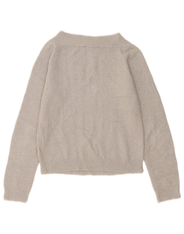 Suéter feminino Oasis com gola canoa e gola canoa Reino Unido 6 XS cinza manchado acrílico