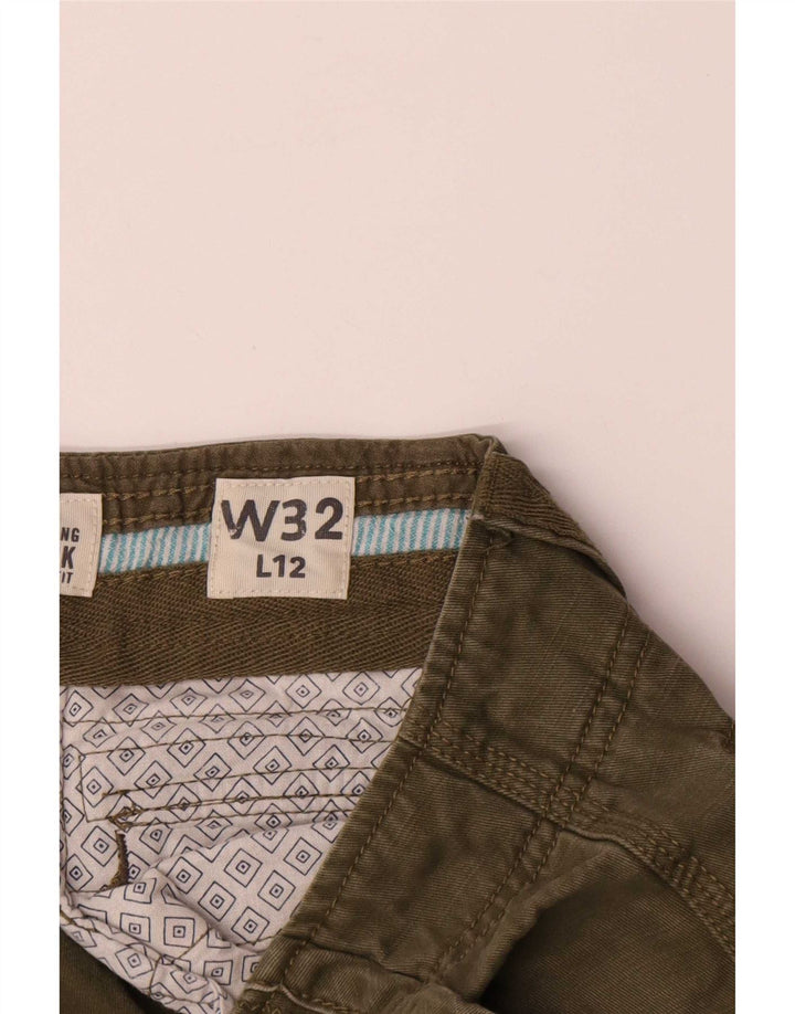 Shorts cargo masculino Fat Face médio W32 algodão verde