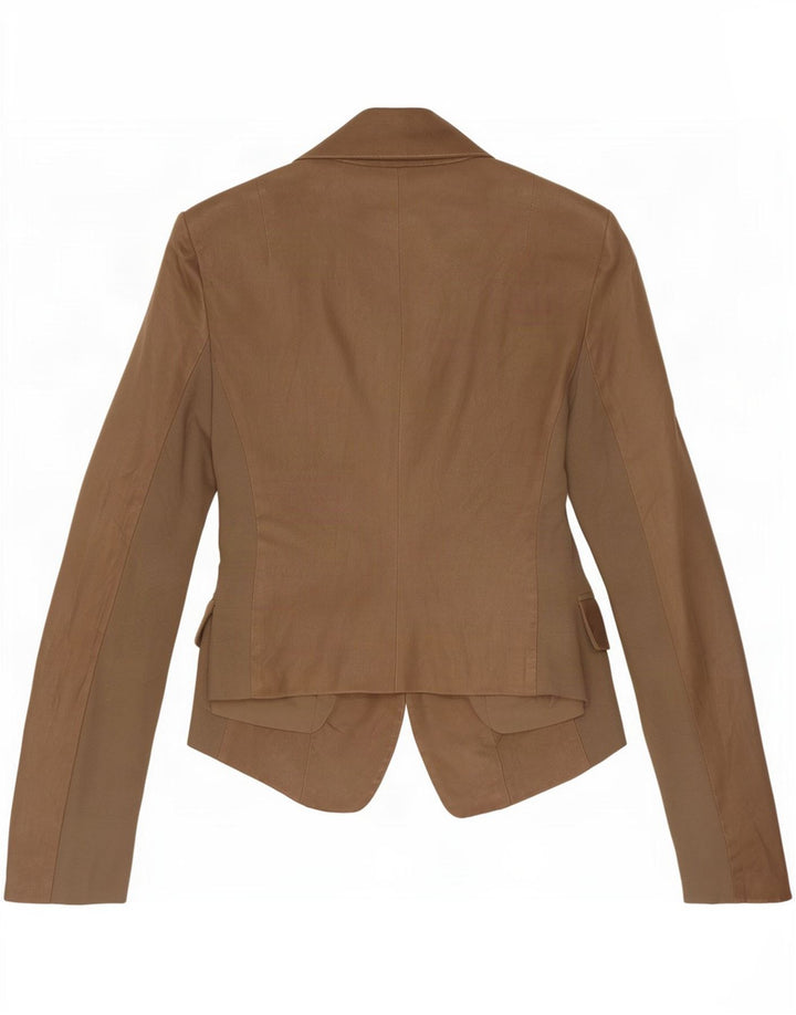 Patrizia Pepe Jaqueta blazer feminina de couro com 2 botões IT 44 marrom médio