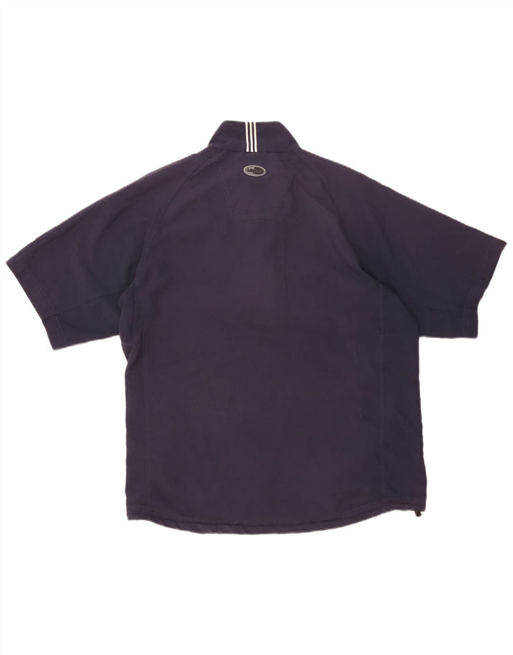 Adidas masculino manga curta com zíper gola pulôver moletom top médio azul marinho