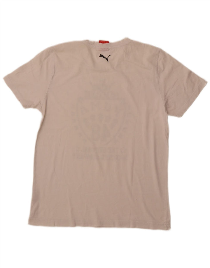 Camiseta masculina PUMA com estampa gráfica pequena de algodão branco