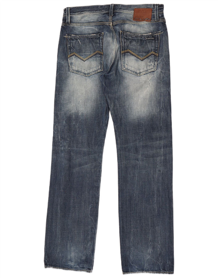 Energe Mens Straight Jeans W33 L34 Azul Algodão