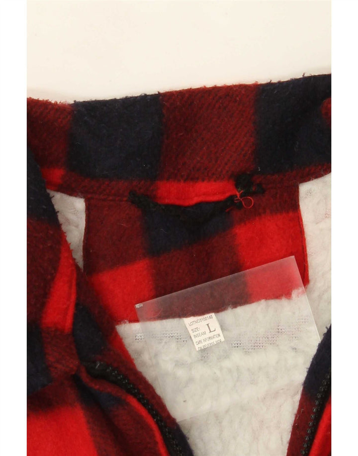 Camisa de lenhador de lã masculina vintage grande poliéster vermelho de guingão