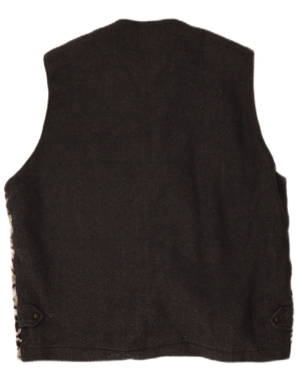 Vintage Mens Fleece Gilet UK 42 XL Poliéster Geométrico Bege