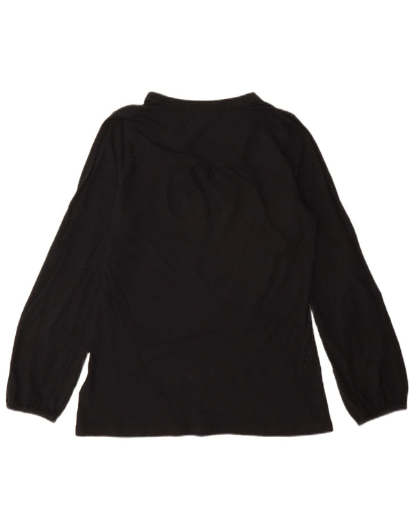 Blusa feminina de manga comprida Ralph Lauren UK 12 algodão preto médio