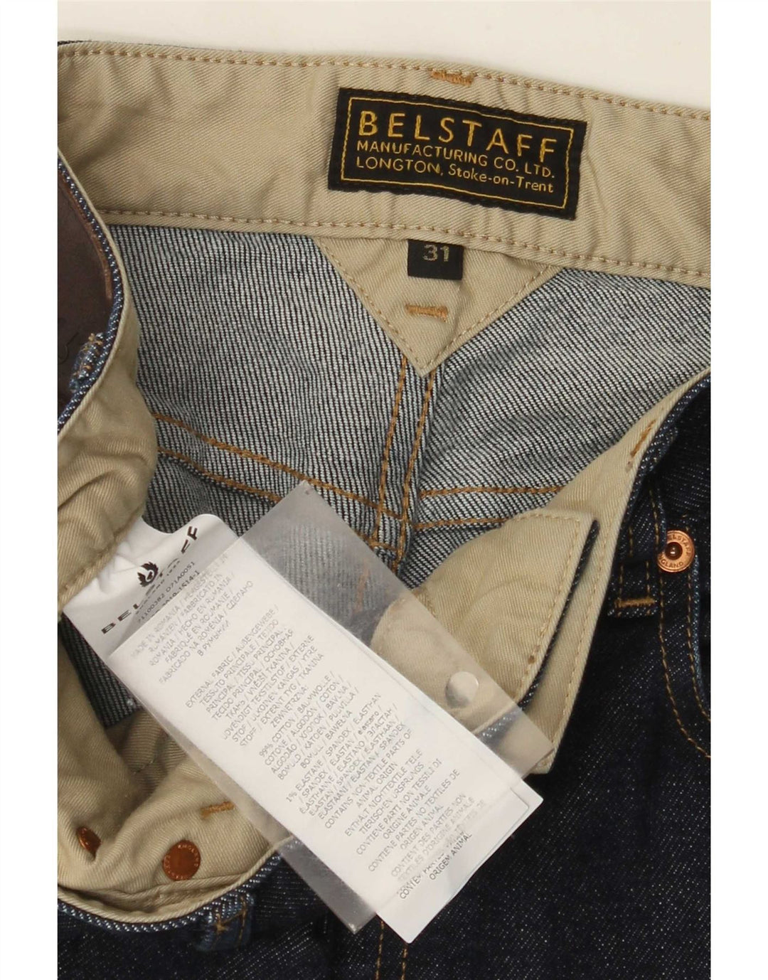 Belstaff Mens Slim Jeans W31 L32 Azul Marinho Algodão