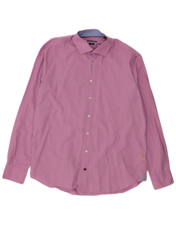 Camisa masculina sob medida Tommy Hilfiger tamanho 44 17 1//2 XL risca de giz rosa