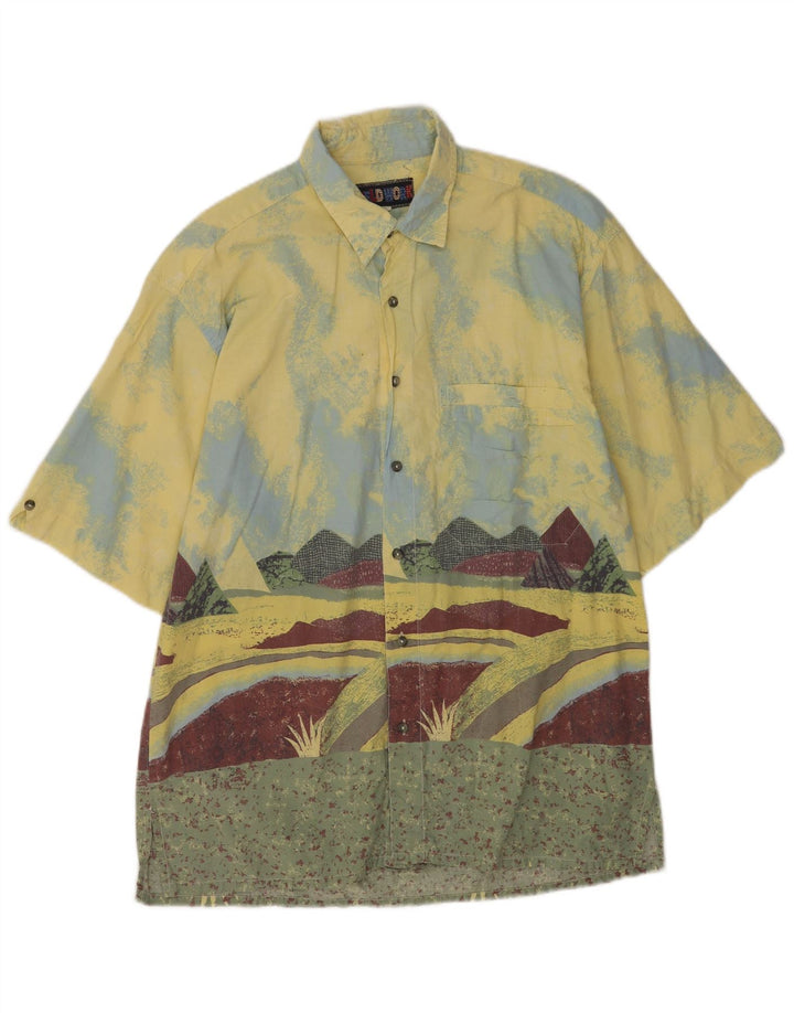 Camisa masculina gráfica de manga curta Fieldwork grande bloco colorido amarelo