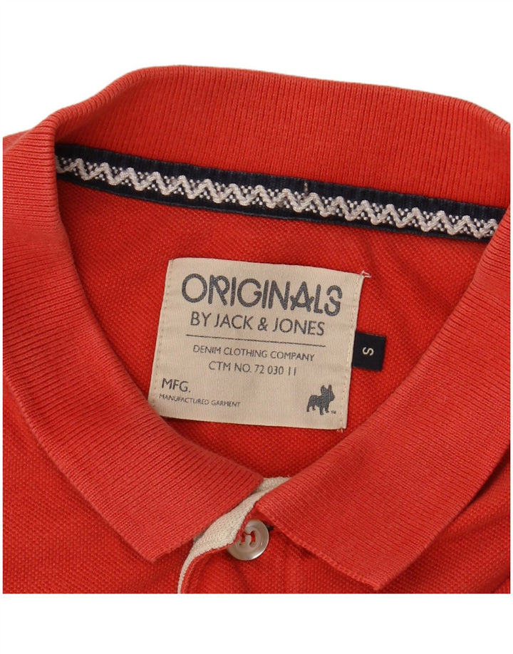 Camisa polo masculina Jack & Jones com estampa gráfica pequena de algodão vermelho