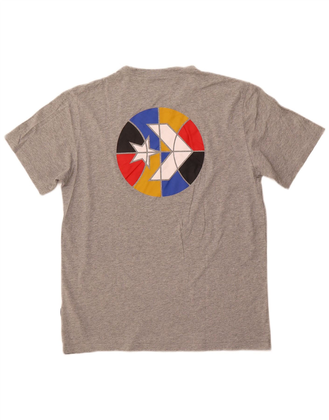 Camiseta masculina CONVERSE com estampa gráfica de algodão manchado cinza médio