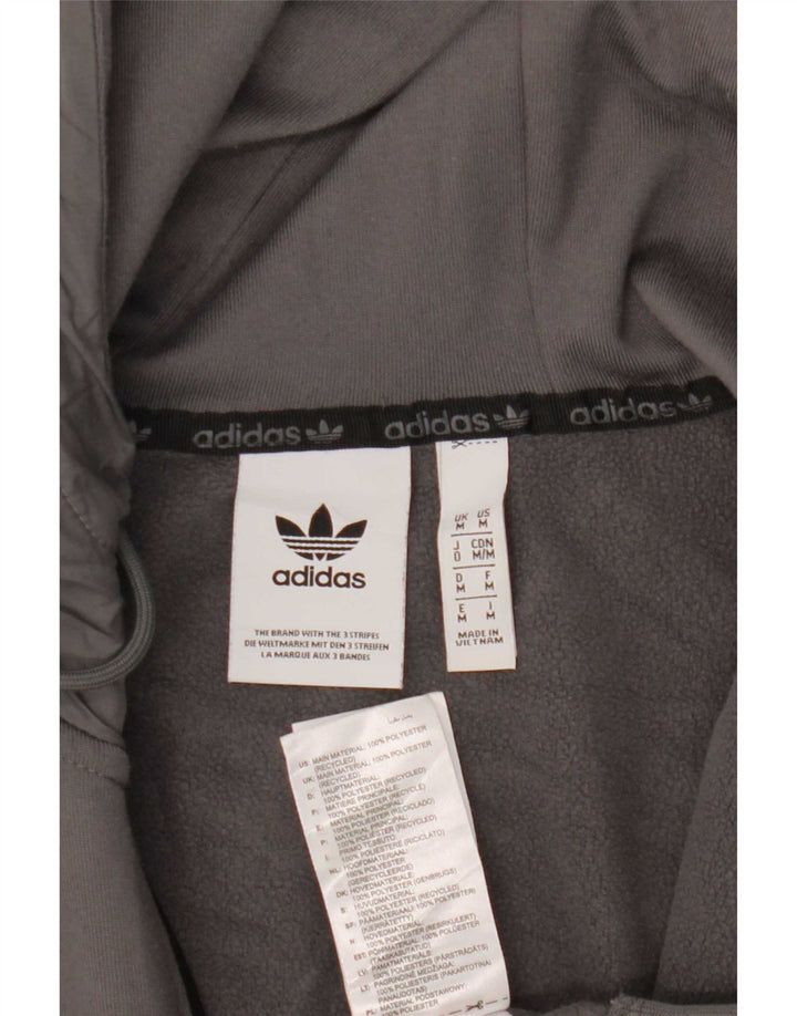 Adidas masculino zip moletom com capuz médio cinza colorblock poliéster