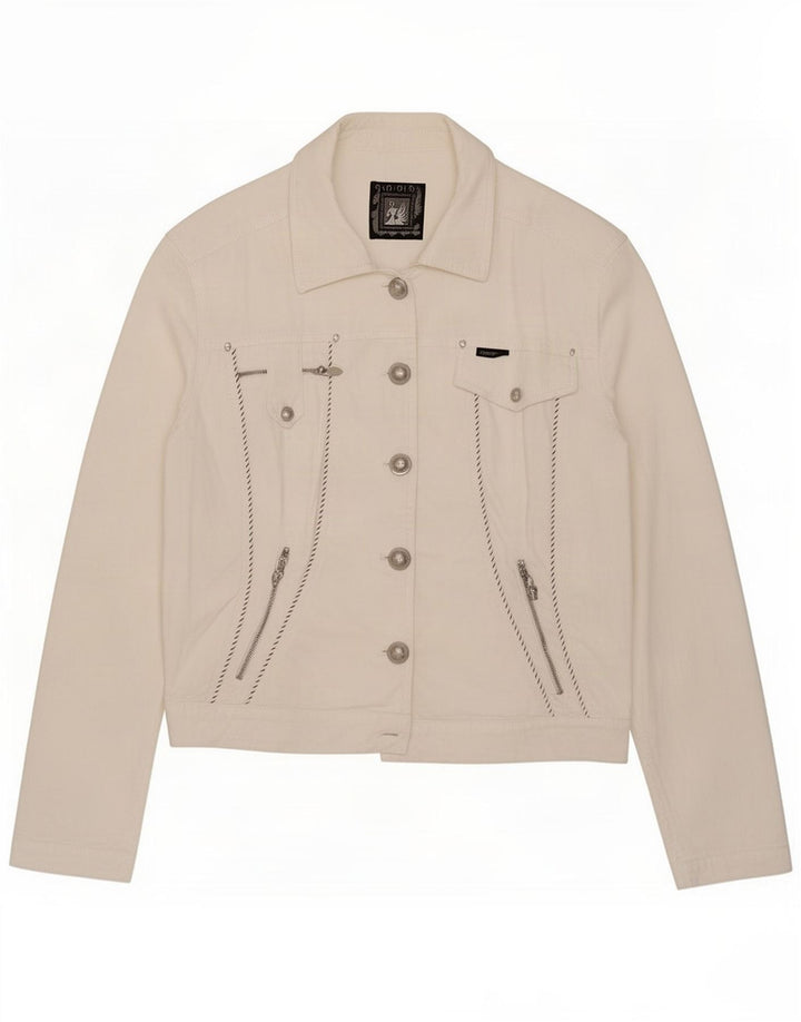 Jaqueta jeans feminina Cappopera UK 12 médio branco