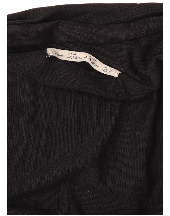 Zara Suéter Cardigan Aberto Feminino Reino Unido 12 Médio Preto