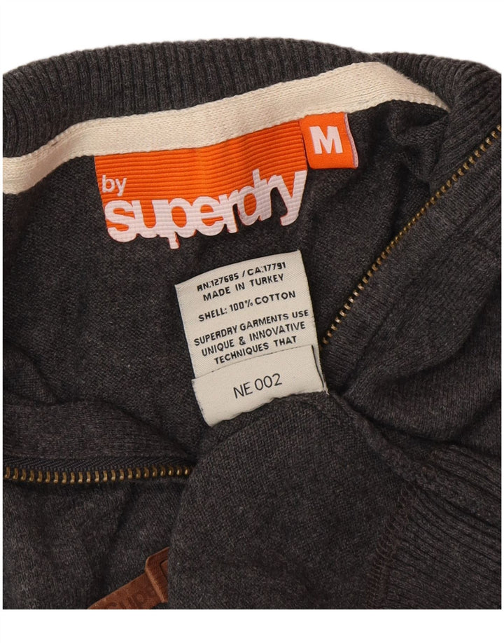 Suéter masculino Superdry com zíper e gola alta algodão cinza médio