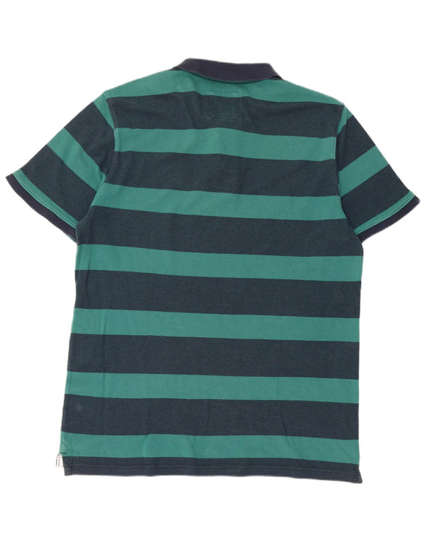 Camisa polo masculina XL da Crew Clothing azul marinho listrada de algodão