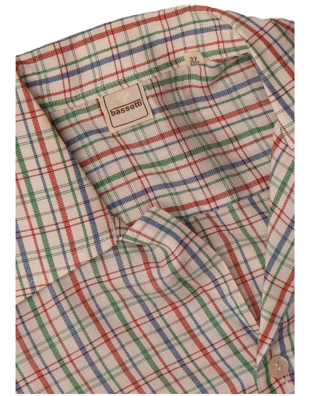 Camisa masculina de manga curta Bassetti tamanho 37 14 1/2 pequena xadrez multicolorida