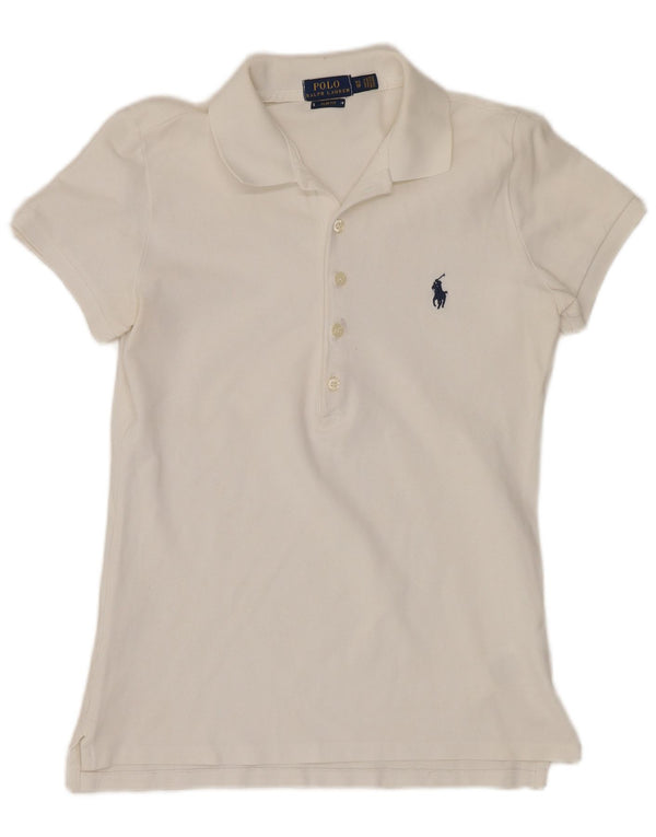 Camisa Polo Ralph Lauren Feminina Slim Fit UK 6 XS Algodão Branco