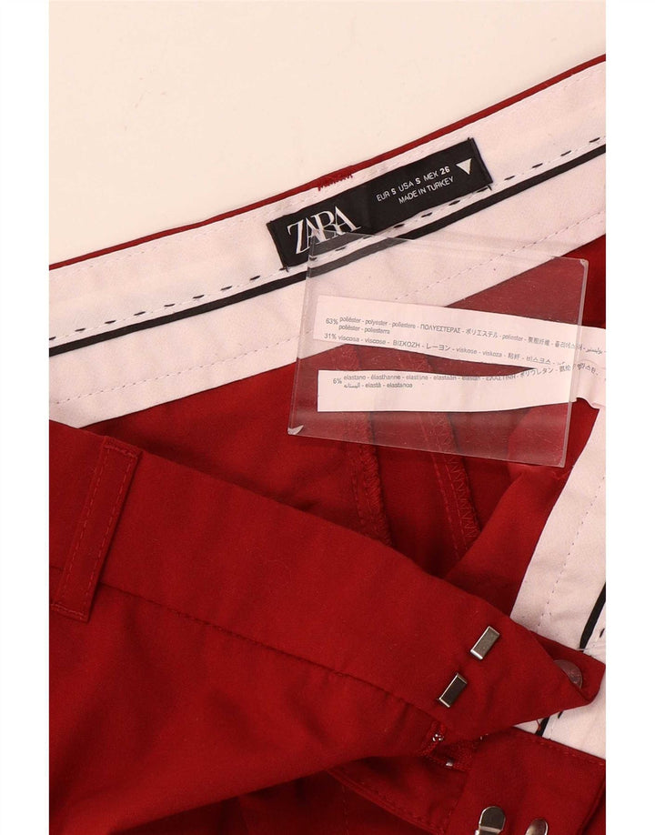 Zara Calça feminina Bootcut Chino pequena W26 L33 poliéster vermelho