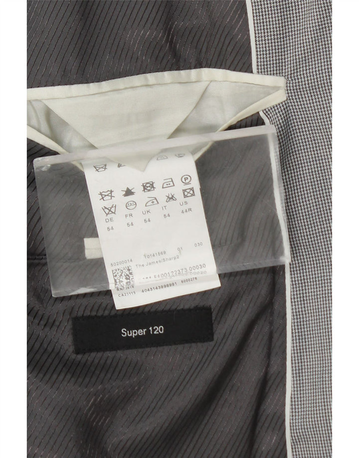 Jaqueta Blazer Masculina Hugo Boss com 2 Botões EU 54 2XL Cinza Houndstooth Viscose