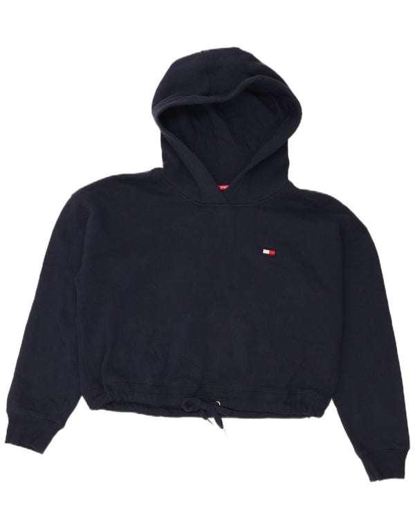 Suéter Tommy Hilfiger feminino com capuz oversized UK 16 grande azul marinho