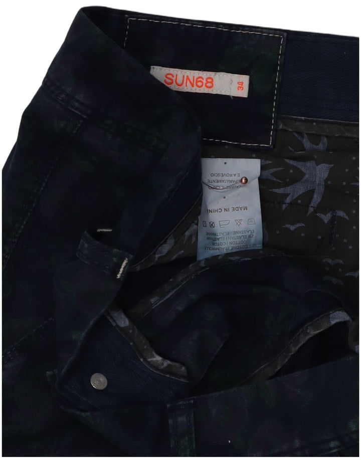 Shorts cargo masculino Sun68 W34 grande algodão floral azul marinho