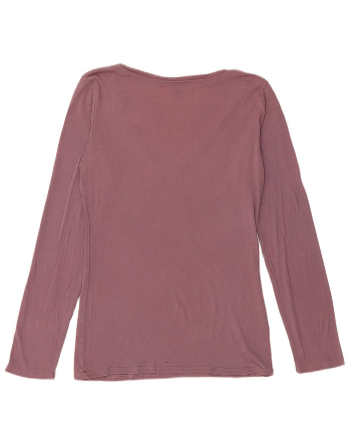 Top feminino Benetton manga comprida UK 12 médio roxo