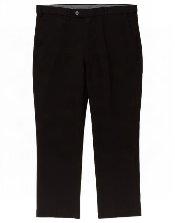 Calça masculina de ajuste regular Marks & Spencer W38 L29 poliéster preto