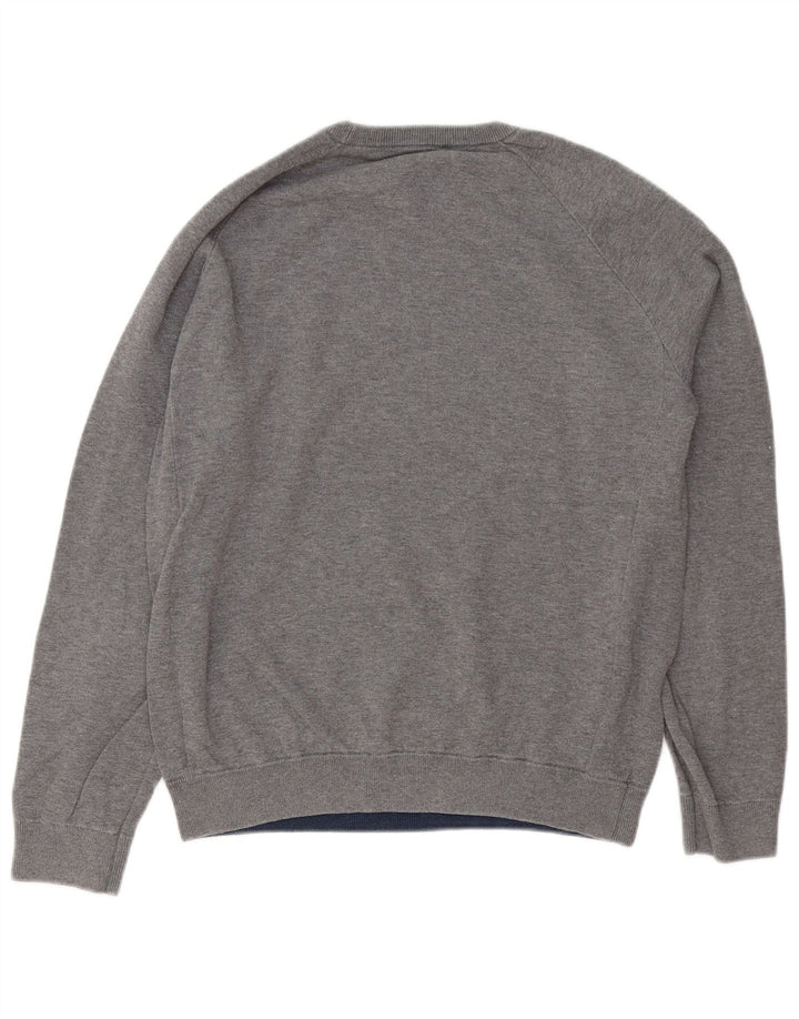 Suéter masculino branco com gola redonda e algodão cinza médio