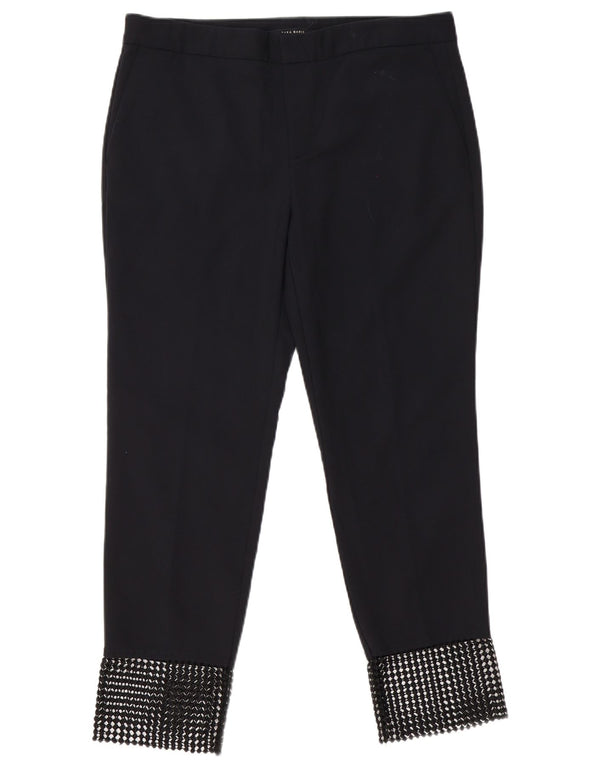 Zara Calça Chino Feminina Slim Grande W33 L27 Algodão Geométrico Preto