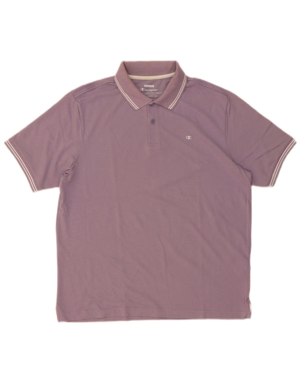 Camisa polo masculina Champion Easy Fit de algodão listrado roxo médio