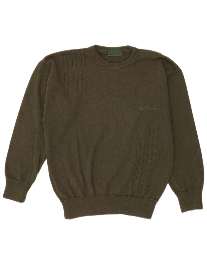 Suéter masculino Charles Dubourg com gola redonda de lã verde médio