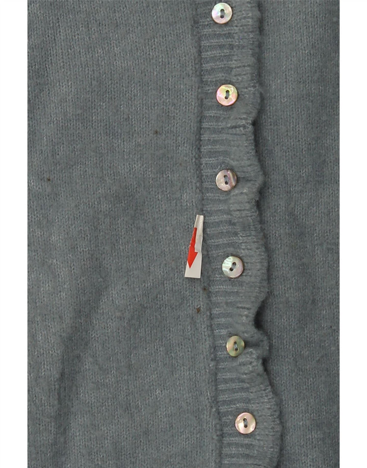 Suéter cardigã feminino Zara UK 14 poliéster azul médio