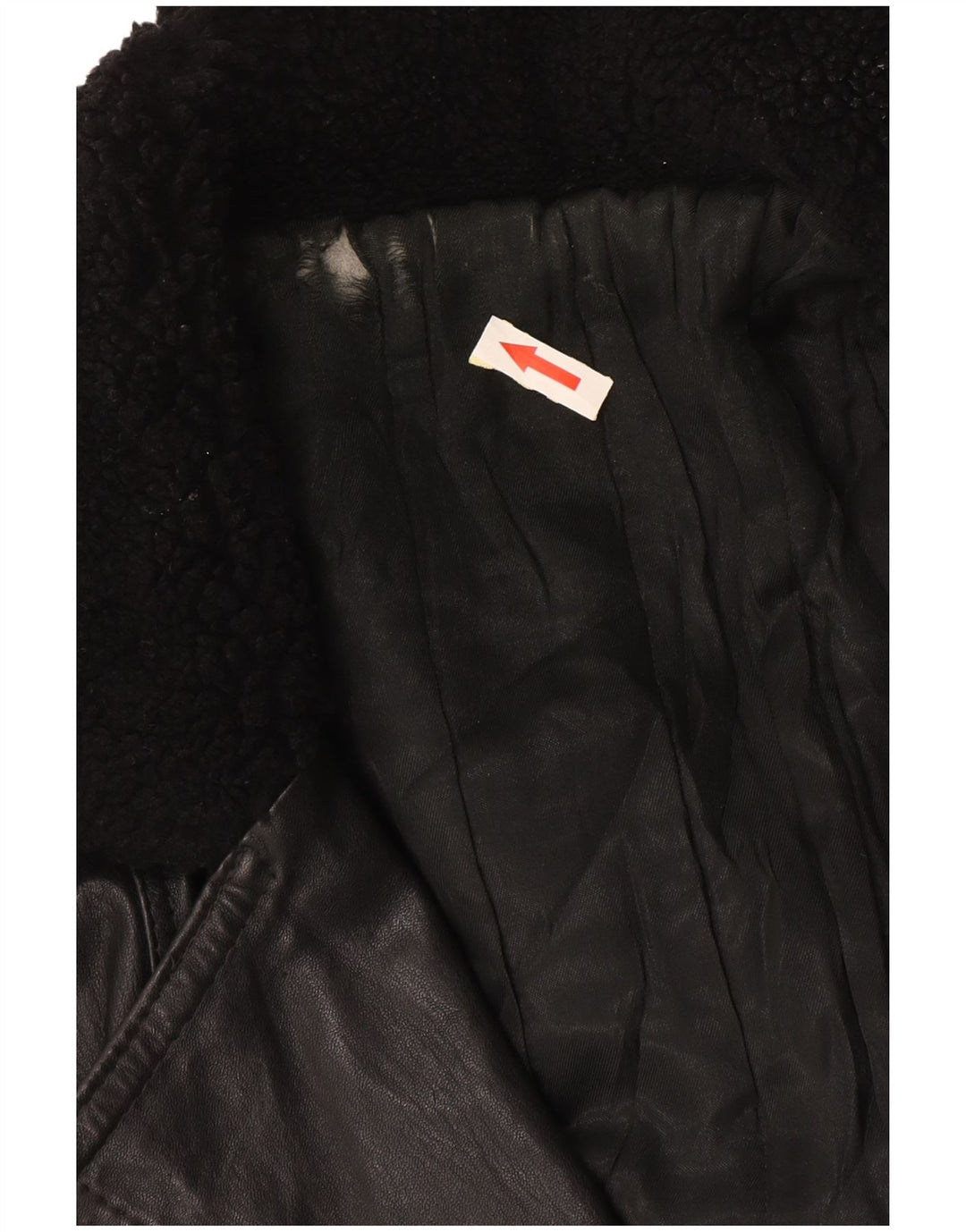 Jaqueta de couro vintage masculina com peito duplo UK 42 XL preta