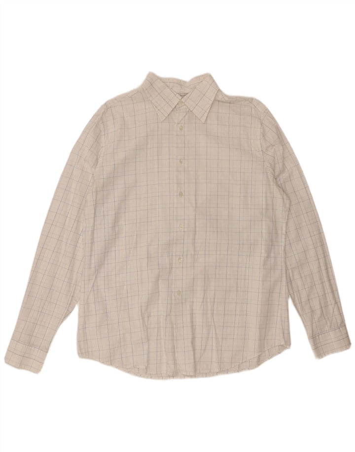 Camisa masculina BENETTON XL algodão xadrez branco
