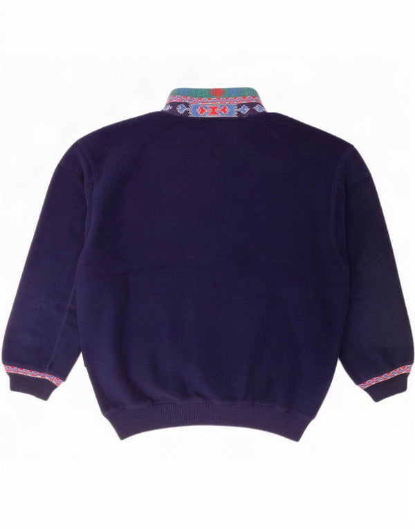 Silvy Mens Jumper de lã com gola de botão grande azul marinho Colorblock algodão