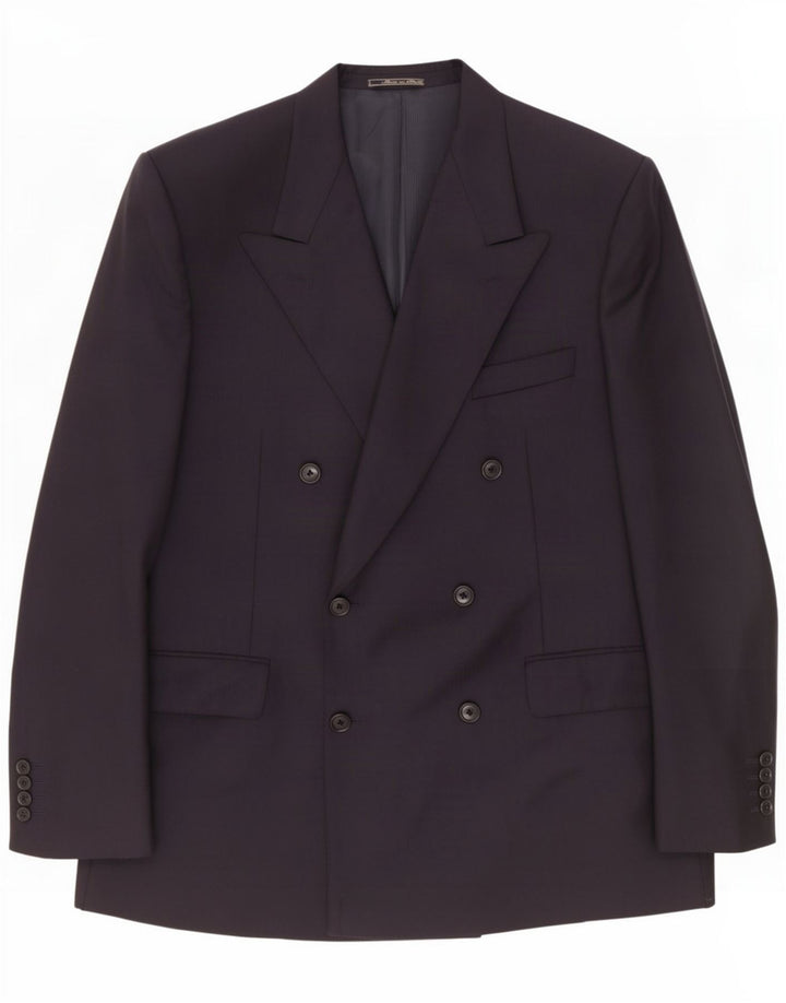 Jaqueta blazer masculina Corneliani com peito duplo Reino Unido 40 grande lã azul marinho