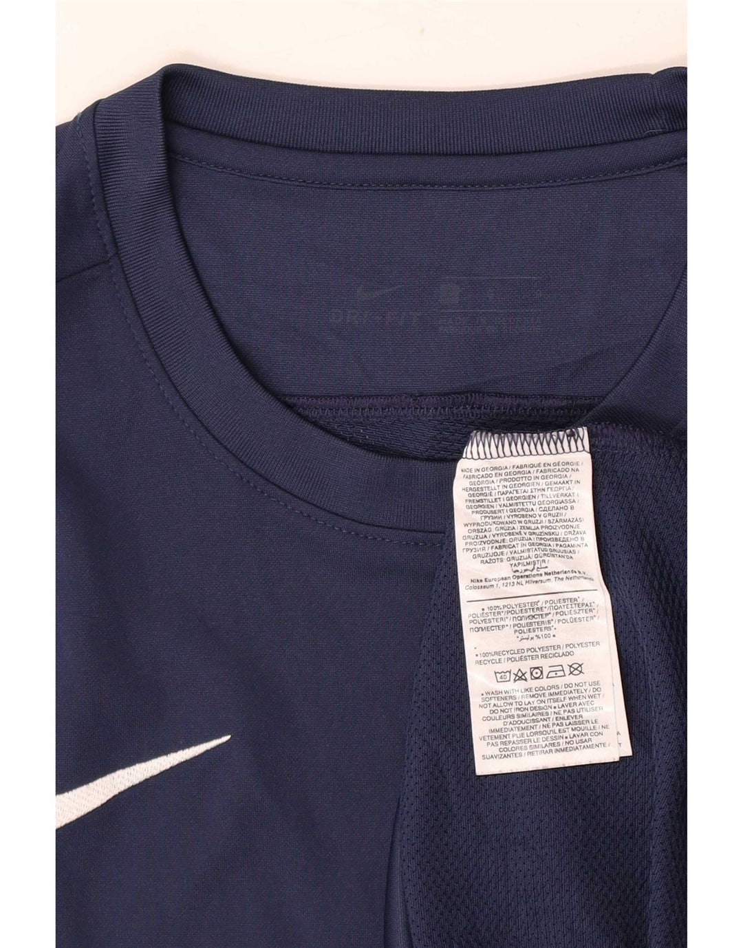 Camiseta masculina Nike Dri Fit Top grande poliéster azul marinho
