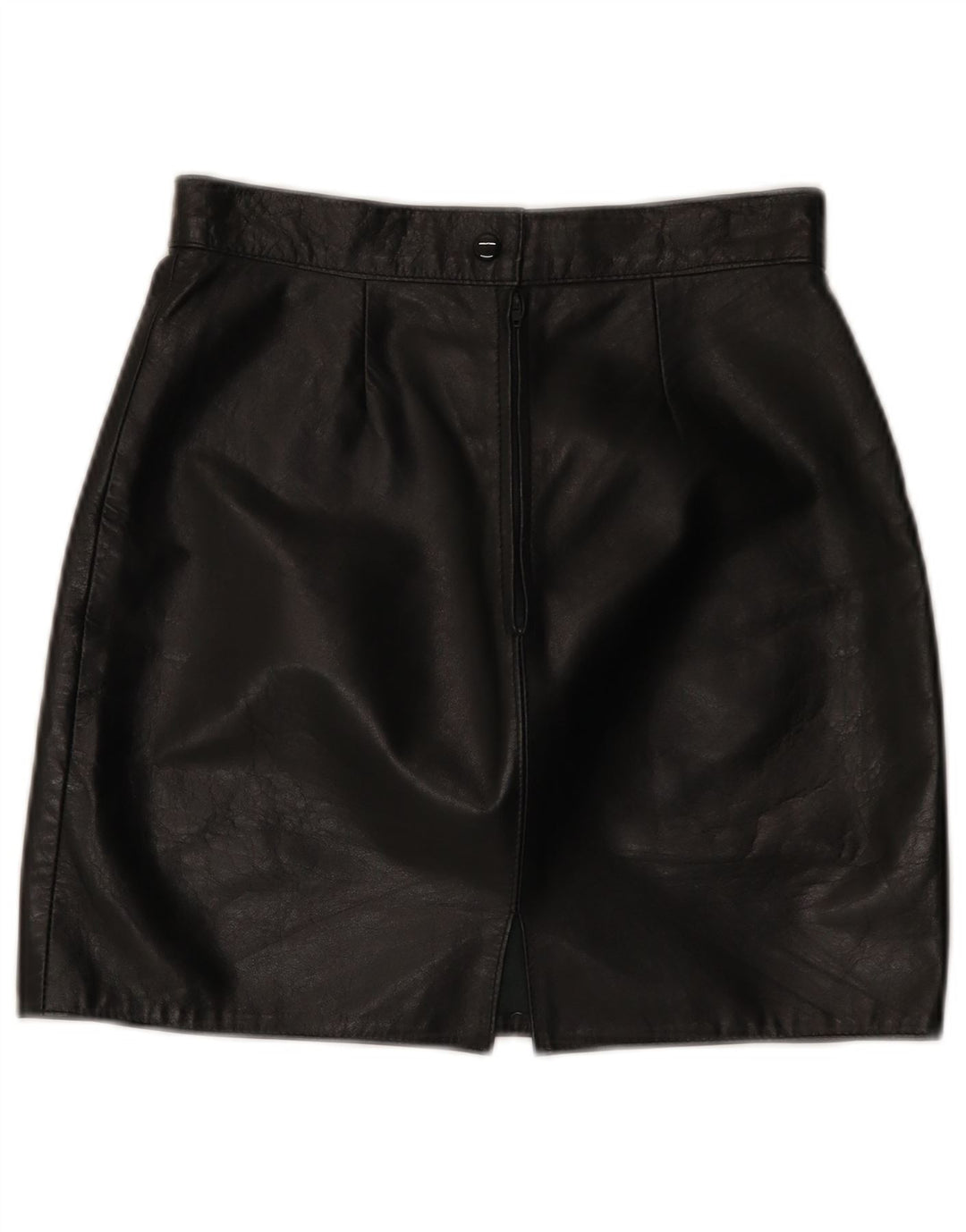 Mini saia de couro feminina vintage IT 44 médio W26 couro preto