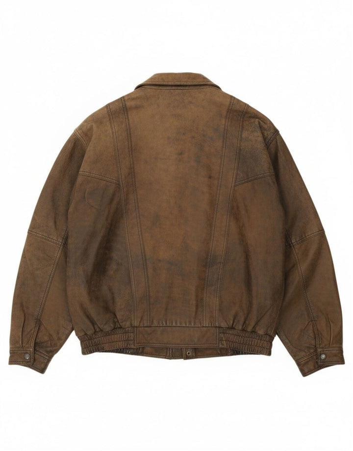 Jaqueta de couro bomber masculina exclusiva B&S UK 42 XL couro marrom