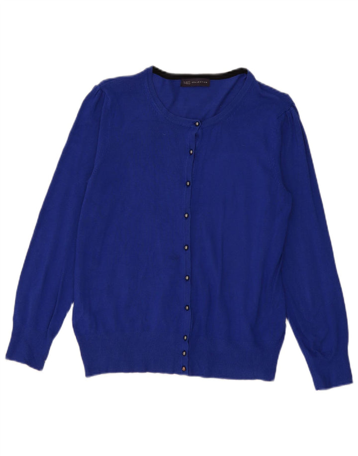 Suéter cardigã feminino Marks & Spencer UK 12 viscose azul médio