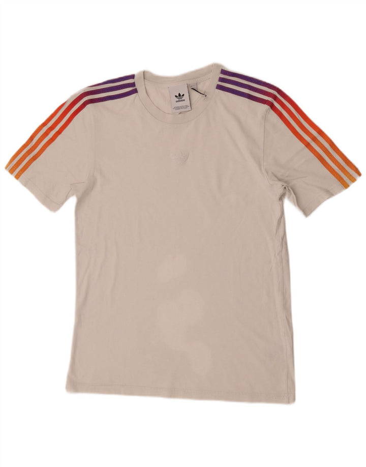 Adidas Mens T-Shirt Top Pequeno Algodão Branco