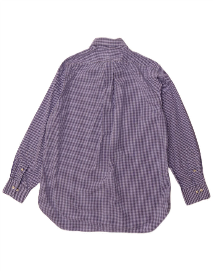 RALPH LAUREN Mens Shirt Size 16 Large Blue Gingham Cotton