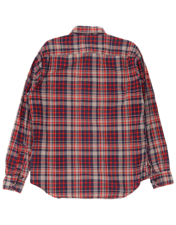 Camisa masculina Tommy Hilfiger Regular Fit grande algodão xadrez azul