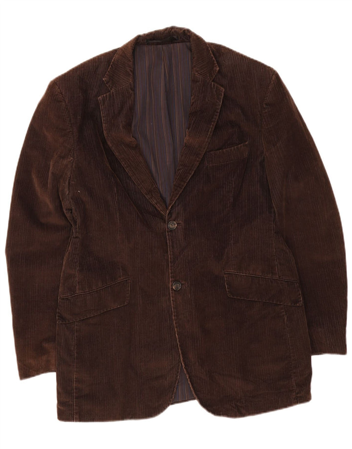 Jaqueta blazer masculina de veludo cotelê Marks & Spencer com 2 botões Reino Unido 38 marrom médio